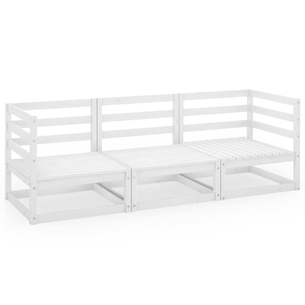 Outdoor-Sofa 3-Sitzer Weiss Massivholz Kiefer
